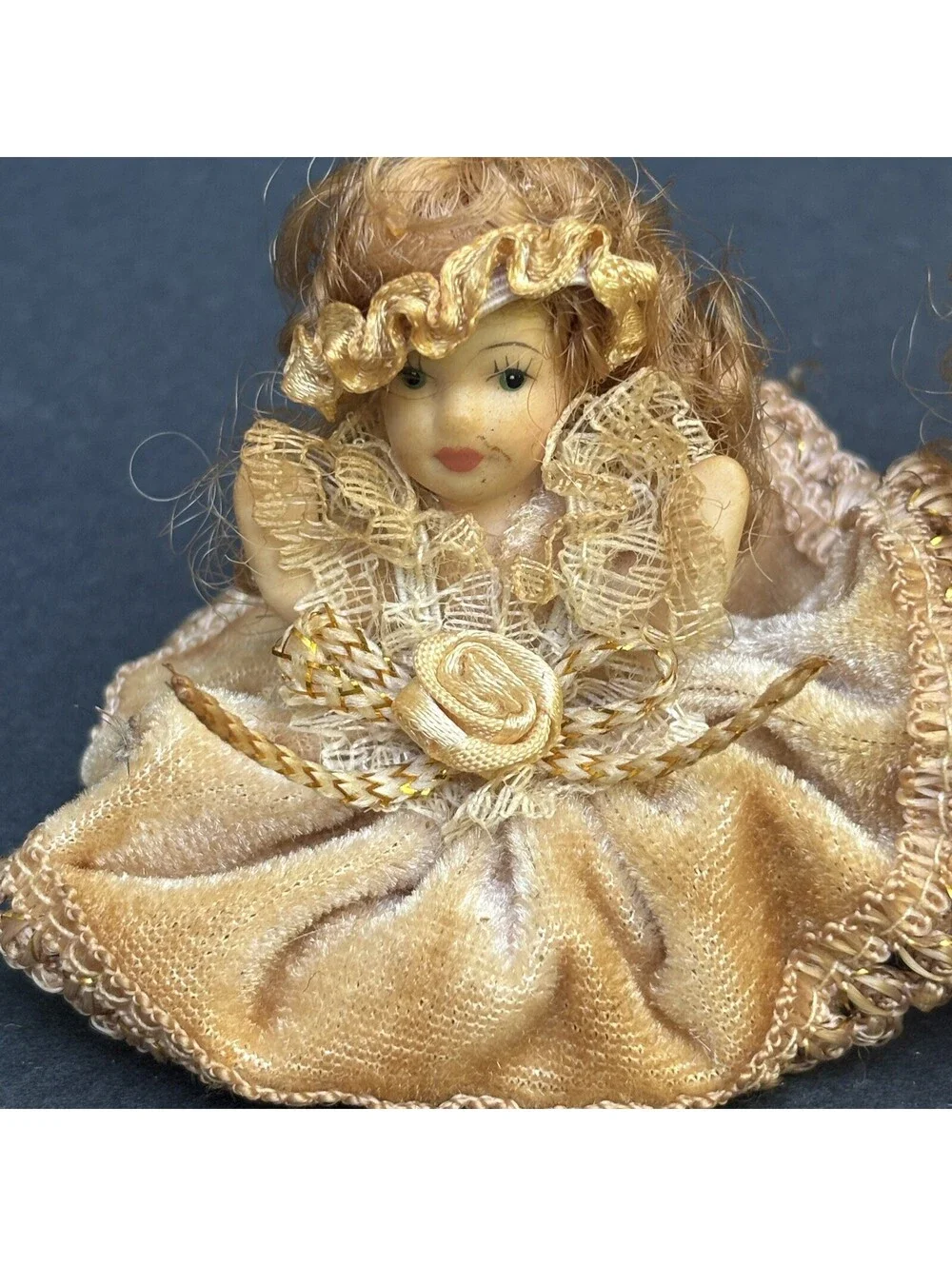Vtg. Two Porcelain Cameo Sitting Dolls 2.5